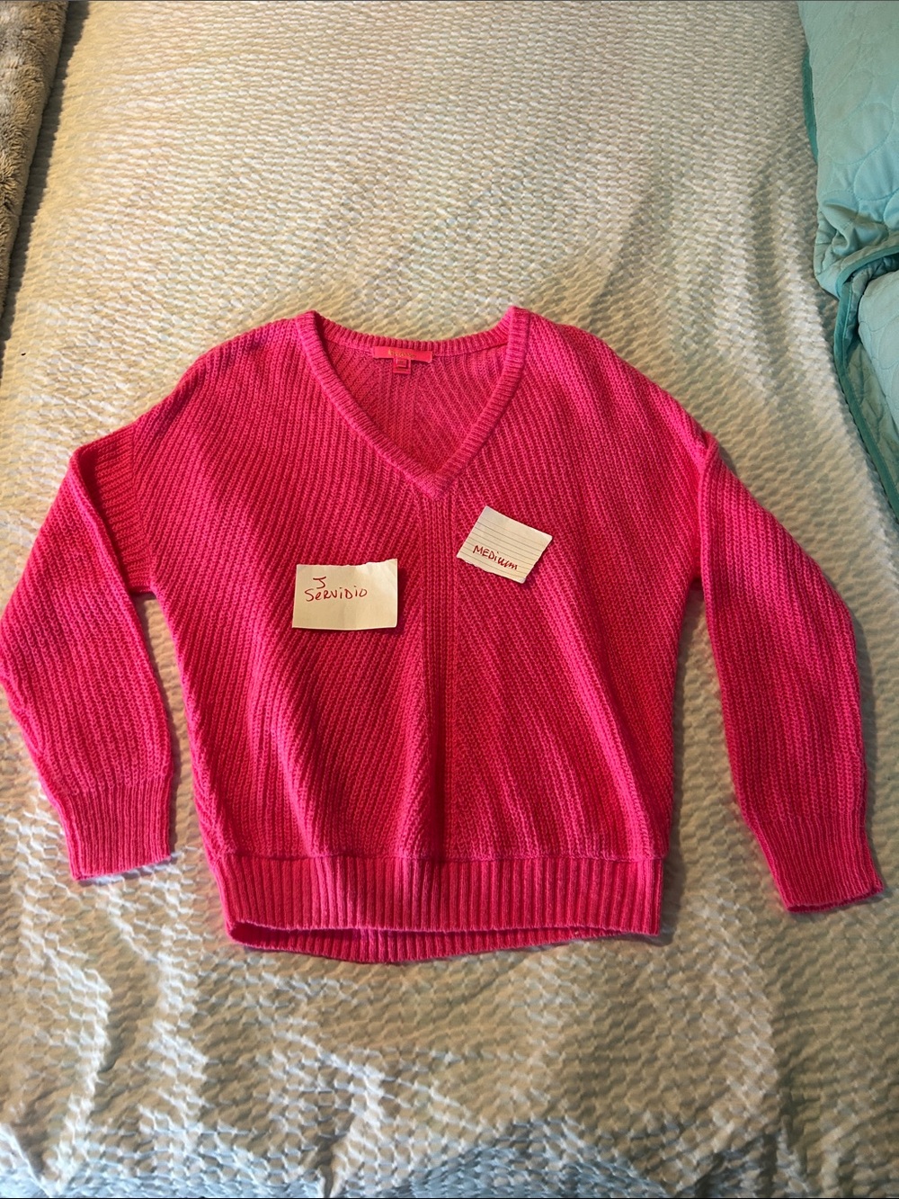 Lilly Pulitzer Bright Pink V-Neck Sweater